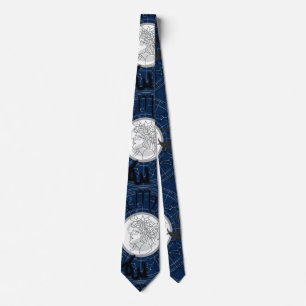 Zodiac Sign - Virgo.b D Blue BG Tie