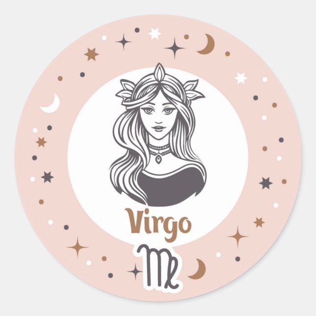Zodiac Sign Virgo Classic Round Sticker (Front)
