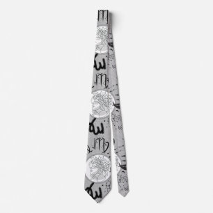 Zodiac Sign - Virgo.w L Grey BG Tie