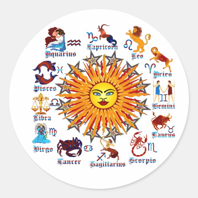 Zodiac-Signs-All-V-1 Classic Round Sticker (Front)