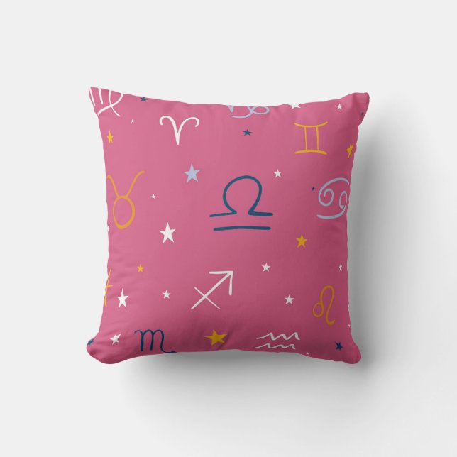 Zodiac Signs and Stars Pattern Cushion (Front)