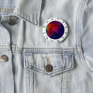 Zodiac Signs - Astrological Wheel 6 Cm Round Badge
