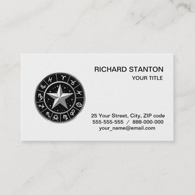 Zodiac signs business card (Front)
