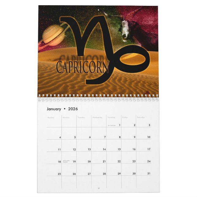 Zodiac Signs Calendar (Jan 2026)
