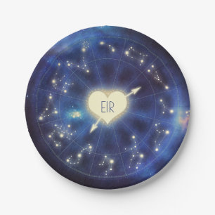 Zodiac Signs   Constellation Starry Night Wedding Paper Plate