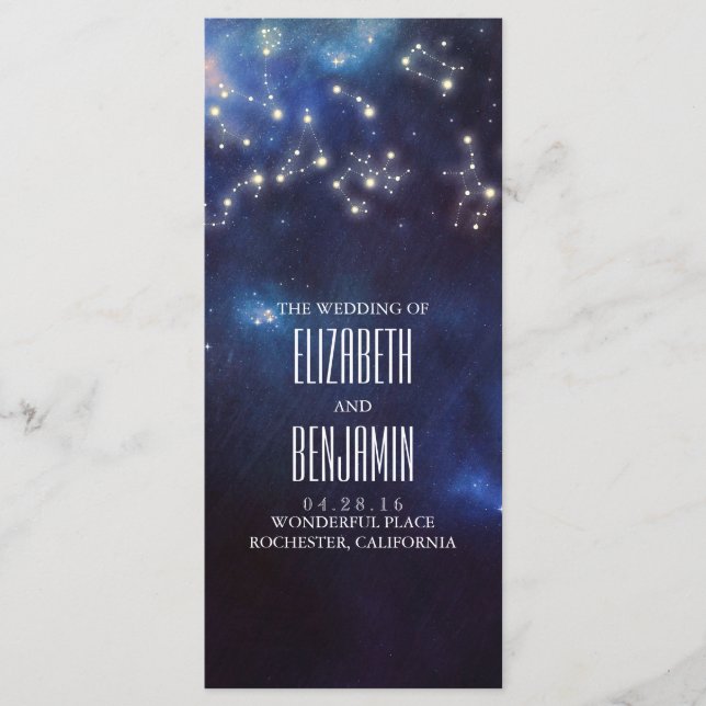 Zodiac Signs | Constellation Wedding Programs Programme (Front)