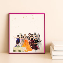 Zodiac signs, fashion sketch, artwork, lanscape,