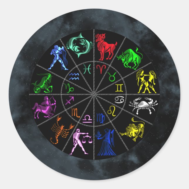 Zodiac signs together classic round sticker (Front)