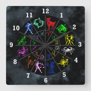Zodiac signs together square wall clock