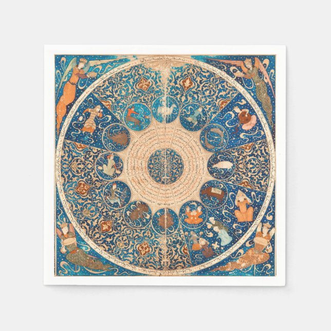 Zodiac Signs Vintage Celestial Map Napkin (Front)