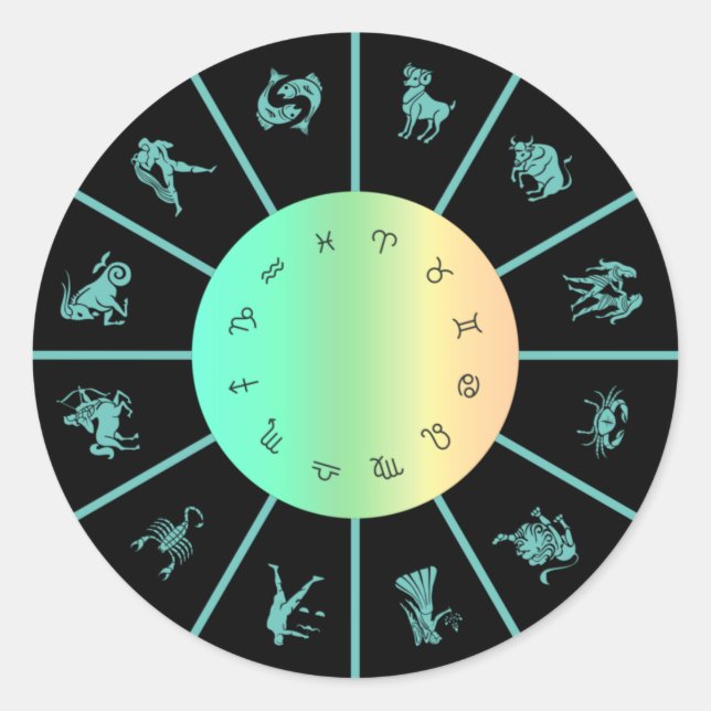 Zodiac Signs Wheel Classic Round Sticker (Front)