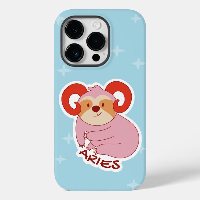 ZODIAC SIGNS WITH SLOTHS AND COFFEE ARIES Case-Mate iPhone CASE (Back)