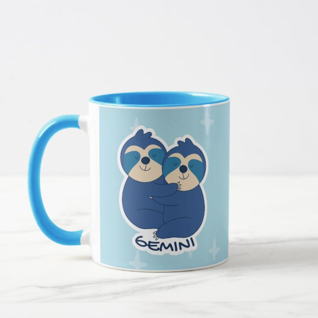 ZODIAC SIGNS WITH SLOTHS AND COFFEE GEMINI MUG (Left)