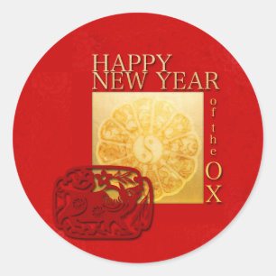 Zodiac signs Yin Yang Chinese Ox Year 2021 RS Classic Round Sticker