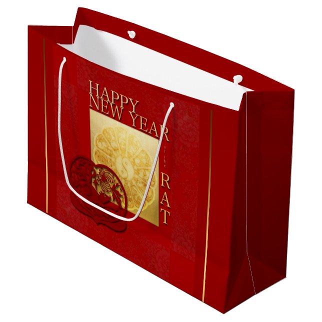 Zodiac signs Yin Yang Chinese Rat Year 2020 LGB Large Gift Bag (Front Angled)