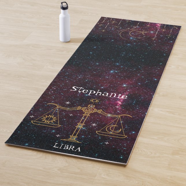 Zodiac Star Sign Libra Monogram Glitter  Yoga Mat (In Situ)