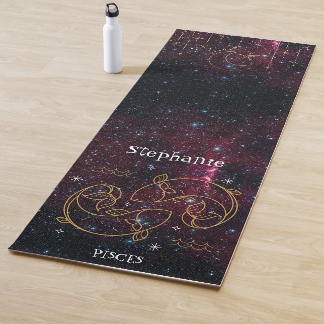 Zodiac Star Sign Pisces Fish Monogram Glitter Yoga Mat (In Situ)