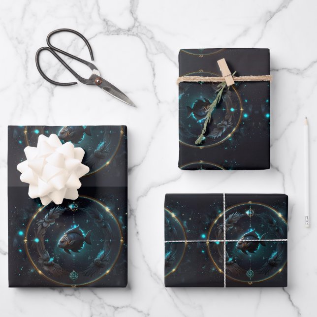 Zodiac Star symbol Wrapping Paper Sheets (Front)