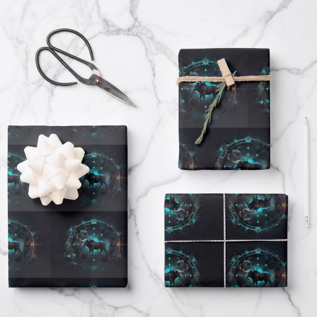 Zodiac Star symbol Wrapping Paper Sheets (Front)