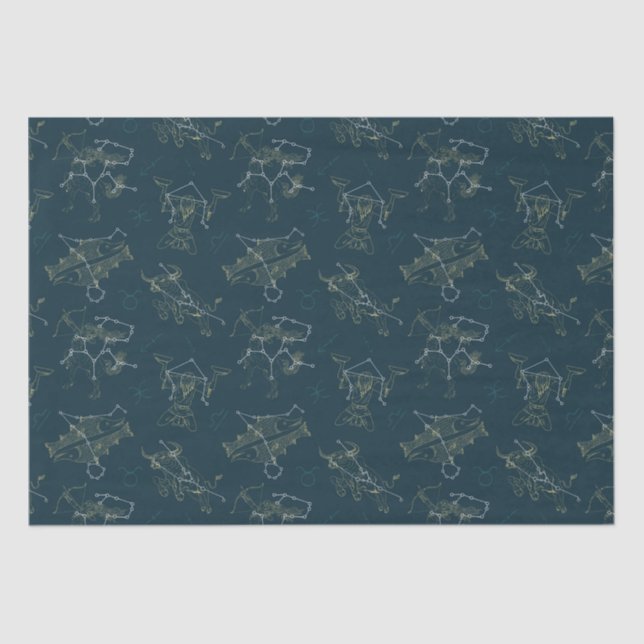 Zodiac Stars In The Sky, Festive Constellations  Tissue Paper (Front)