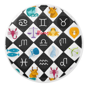 Zodiac Sun Sign Astrology Calendar Thunder_Cove  Ceramic Knob