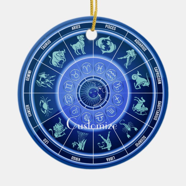 Zodiac Sun Sign Astrology Calendar Thunder_Cove Ceramic Tree Decoration (Front)
