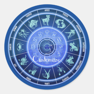 Zodiac Sun Sign Astrology Calendar Thunder_Cove Classic Round Sticker