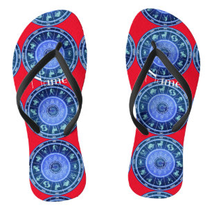 Zodiac Sun Sign Astrology Calendar Thunder_Cove Flip Flops