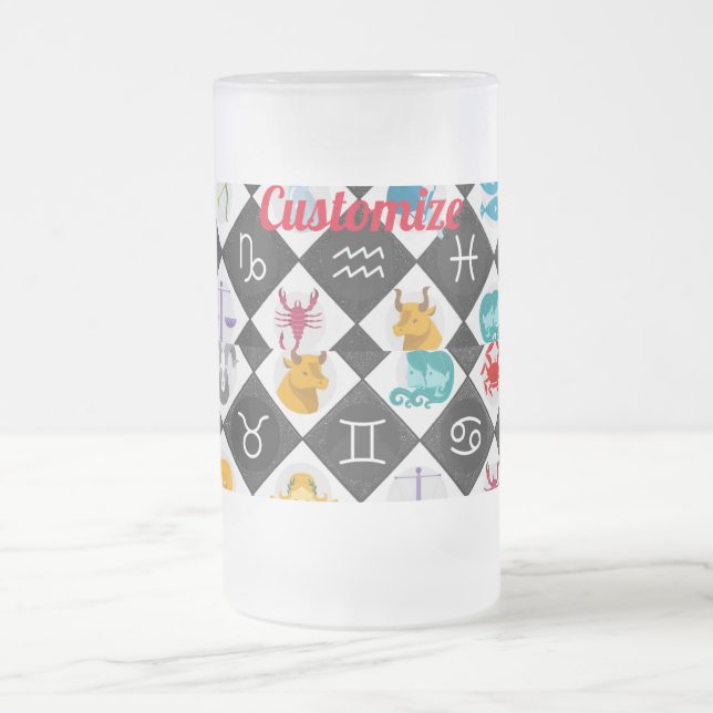 Zodiac Sun Sign Astrology Calendar Thunder_Cove  Frosted Glass Beer Mug (Center)