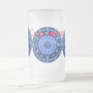 Zodiac Sun Sign Astrology Calendar Thunder_Cove Frosted Glass Beer Mug