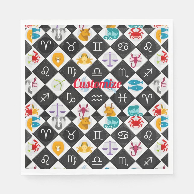 Zodiac Sun Sign Astrology Calendar Thunder_Cove  Napkin (Front)