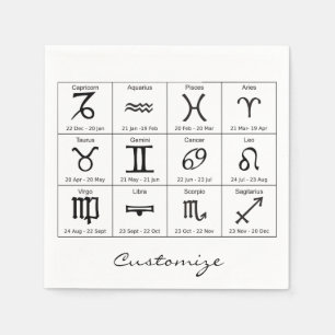 Zodiac Sun Sign Astrology Calendar Thunder_Cove Napkin