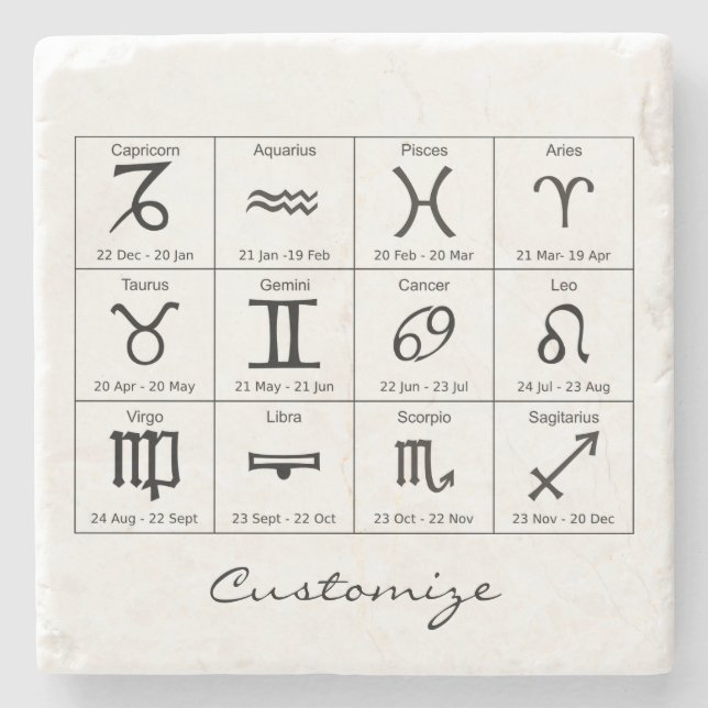 Zodiac Sun Sign Astrology Calendar Thunder_Cove Stone Coaster (Front)