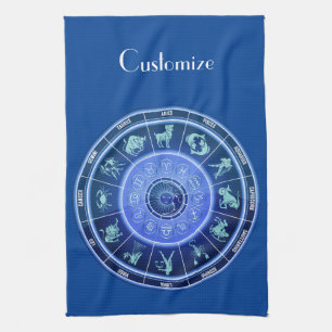 Zodiac Sun Sign Astrology Calendar Thunder_Cove Tea Towel