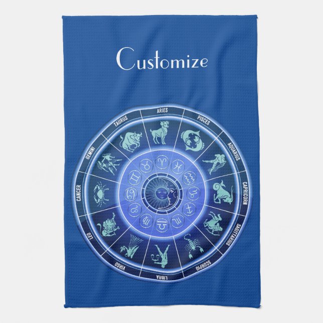 Zodiac Sun Sign Astrology Calendar Thunder_Cove Tea Towel (Vertical)