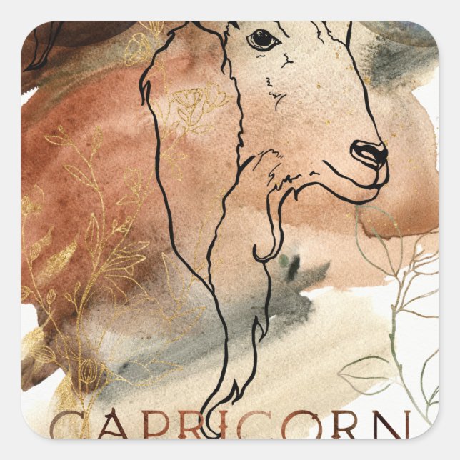 Zodiac symbol Capricorn goat horoscope planets Square Sticker (Front)