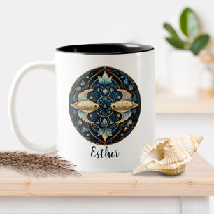 Zodiac Symbol Fish Celestial Fantasy Pisces Two-Tone Coffee Mug