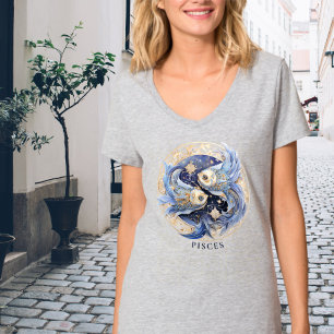Zodiac Symbol Fish Celestial Fantasy Pisces Womens T-Shirt