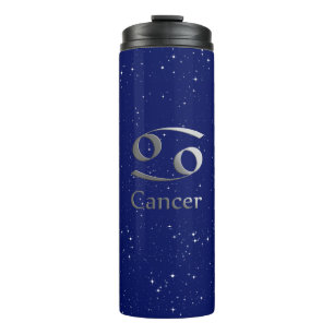 Zodiac Symbol for Cancer on Deep Midnight Blue  Thermal Tumbler