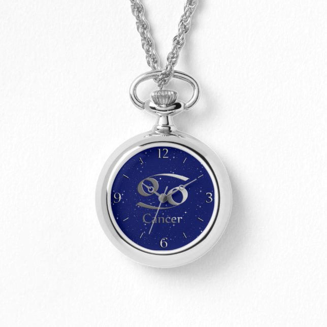 Zodiac Symbol for Cancer on Deep Midnight Blue  Watch (Front)