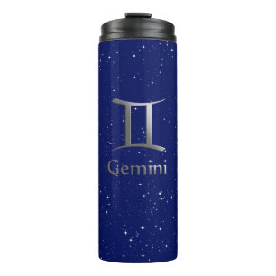 Zodiac Symbol for Gemini on Deep Midnight Blue  Thermal Tumbler