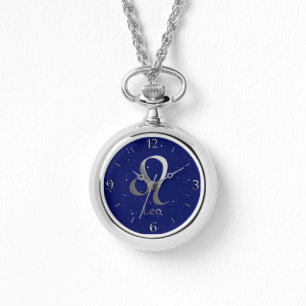 Zodiac Symbol for Leo on Deep Midnight Blue Watch