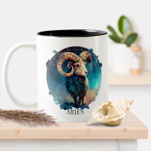 Zodiac Symbol Ram Celestial Fantasy Aries Two-Tone Coffee Mug