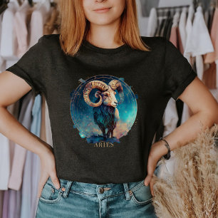 Zodiac Symbol Ram Celestial Fantasy Aries Womens T-Shirt