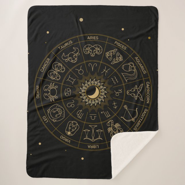 Zodiac Symbol Wheel Sherpa Blanket (Front)