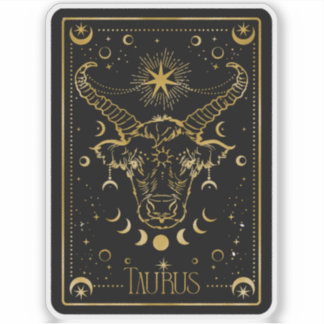 Zodiac Taurus Astrological Black & Gold Sticker