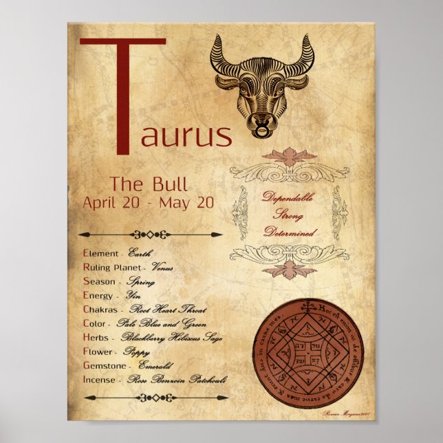 ZODIAC TAURUS  Birth Sign POSTER (Front)
