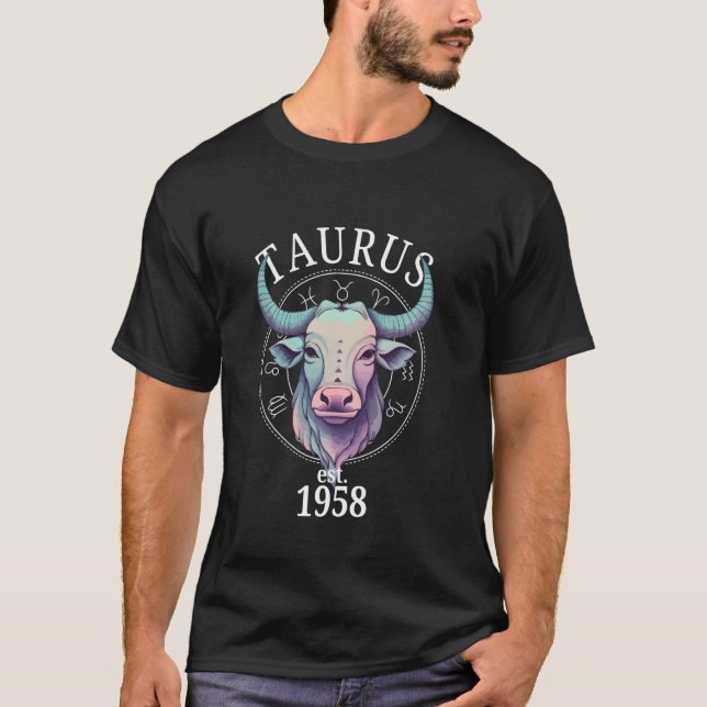 Zodiac Taurus Bull Born in 1958 T-Shirt (Front)