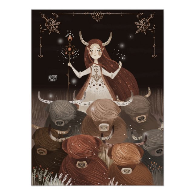 Zodiac Taurus by Alexandra Dikaia Poster (Front)