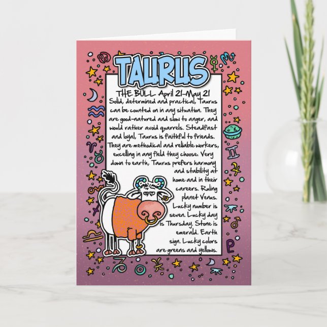 Zodiac - Taurus Fun Facts Card (Front)